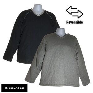 Men's Insulated Reversible Pullover Sweatshirt, Gray and Black, Size Large